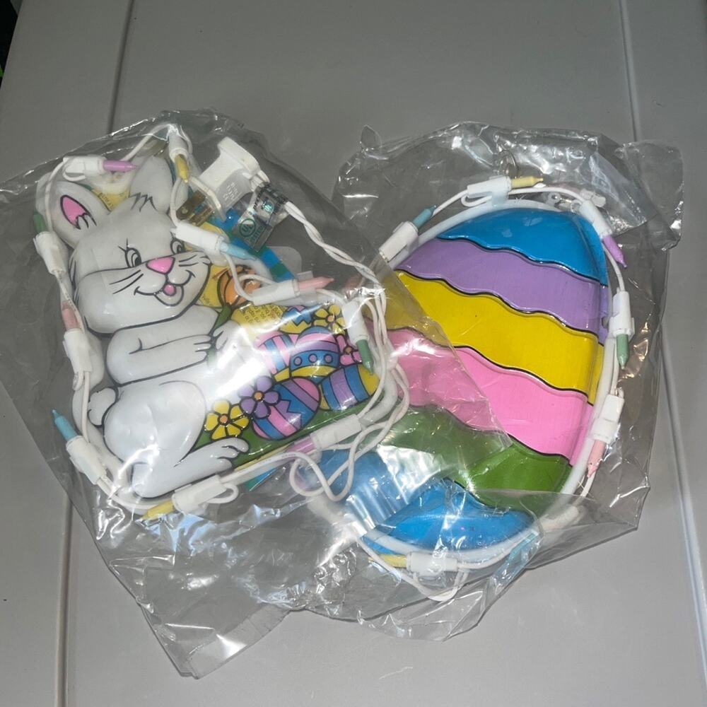 Vtg Easter Bunny Plug In Holiday Lights Cute Decor TESTED WORKS Window Decor